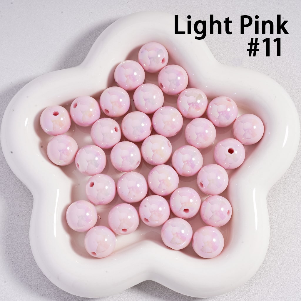Round Acrylic Beads UV Coating Shiny in Solid Color, 16MM