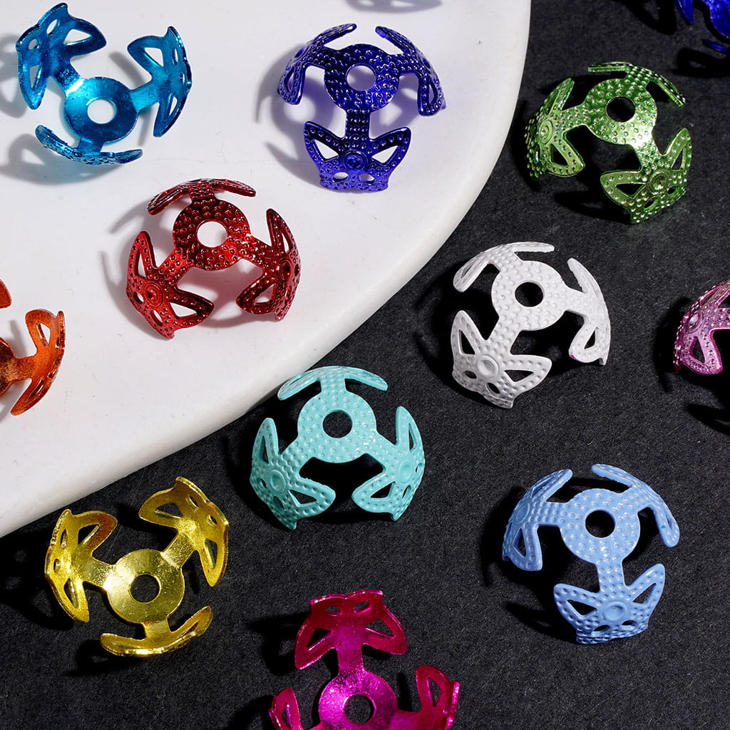 Alloy Bead Cap Cage with Butterflies, Multi Colors, Random Mix (They Fit 16MM Beads)