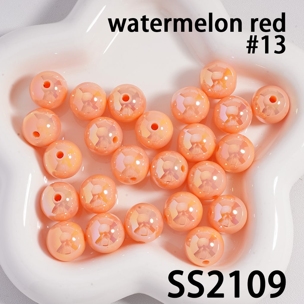 Round Acrylic Beads UV Coating Shiny in Solid Color, 16MM