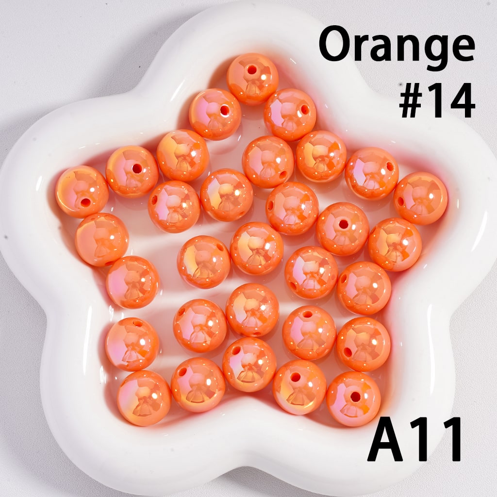 Round Acrylic Beads UV Coating Shiny in Solid Color, 16MM