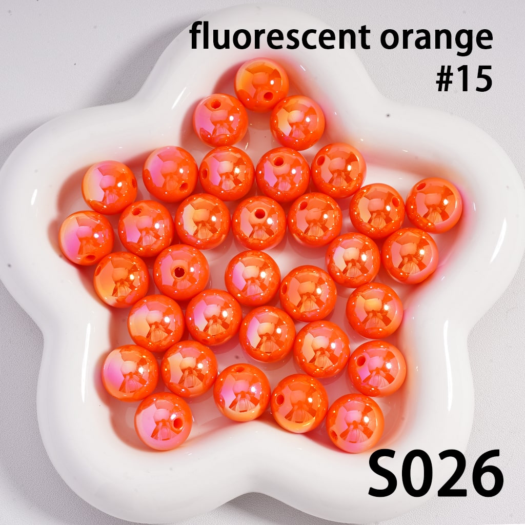 Round Acrylic Beads UV Coating Shiny in Solid Color, 16MM