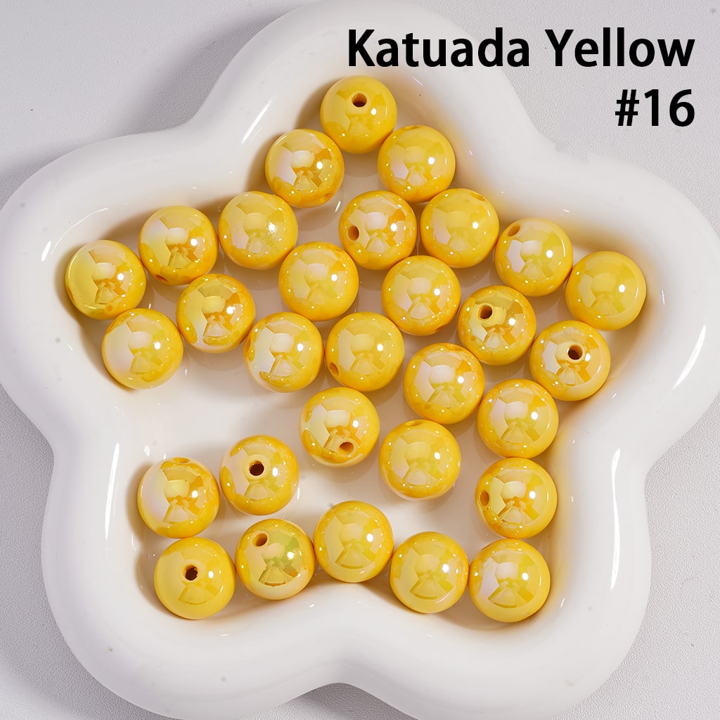 Round Acrylic Beads UV Coating Shiny in Solid Color, 16MM