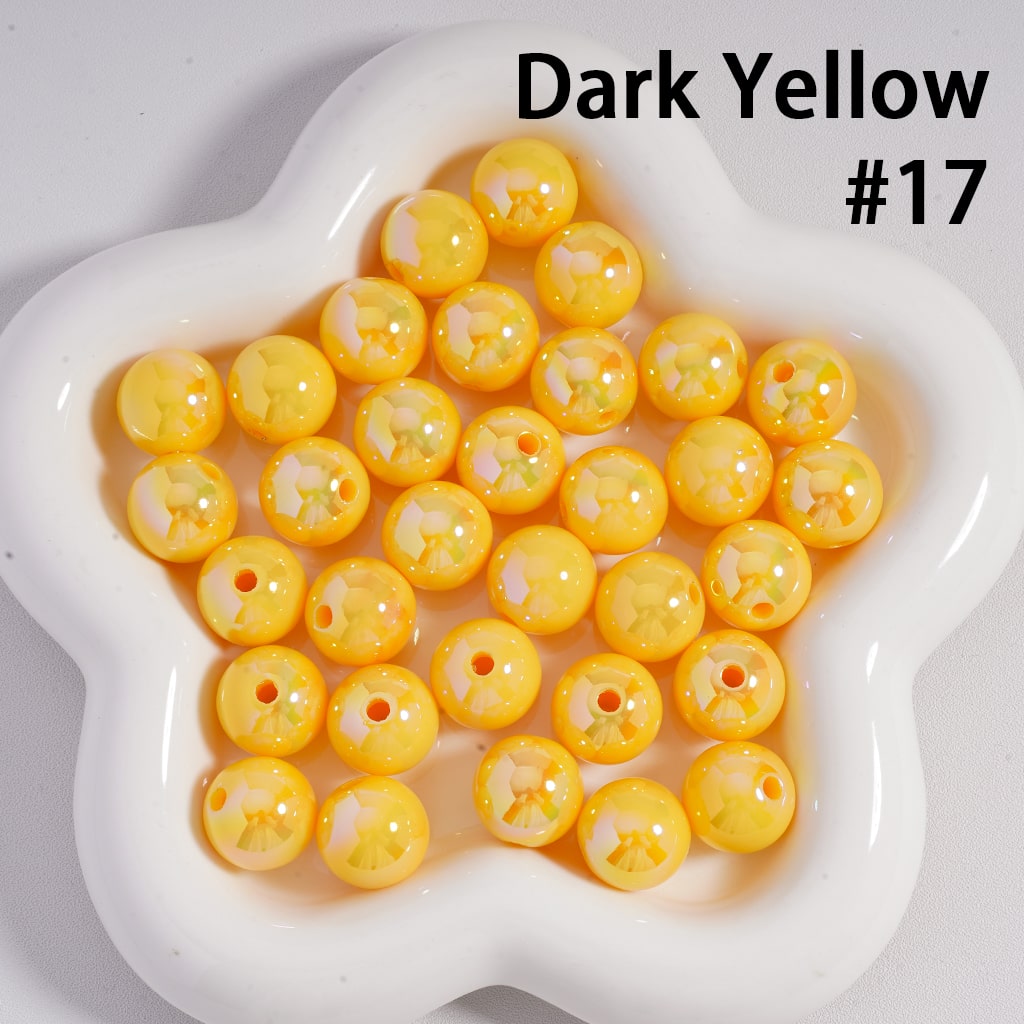 Round Acrylic Beads UV Coating Shiny in Solid Color, 16MM