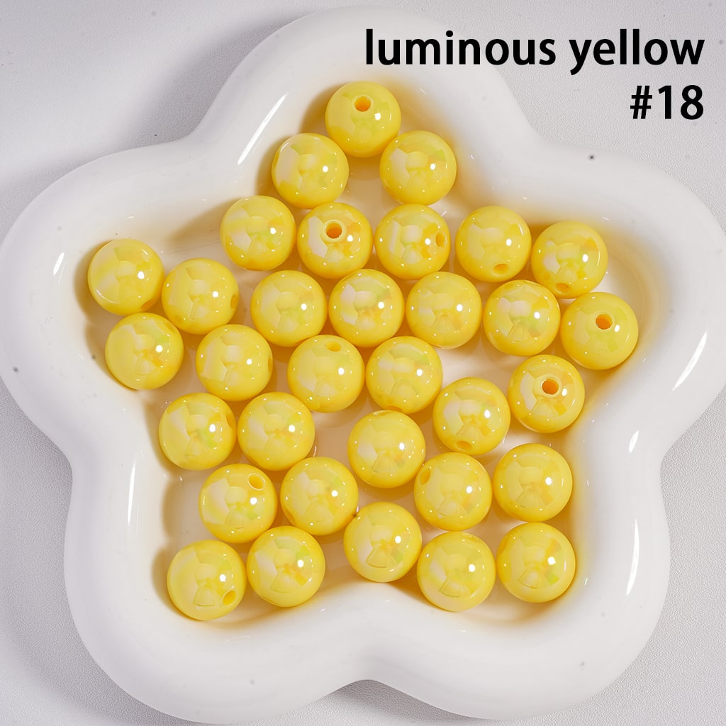 Round Acrylic Beads UV Coating Shiny in Solid Color, 16MM