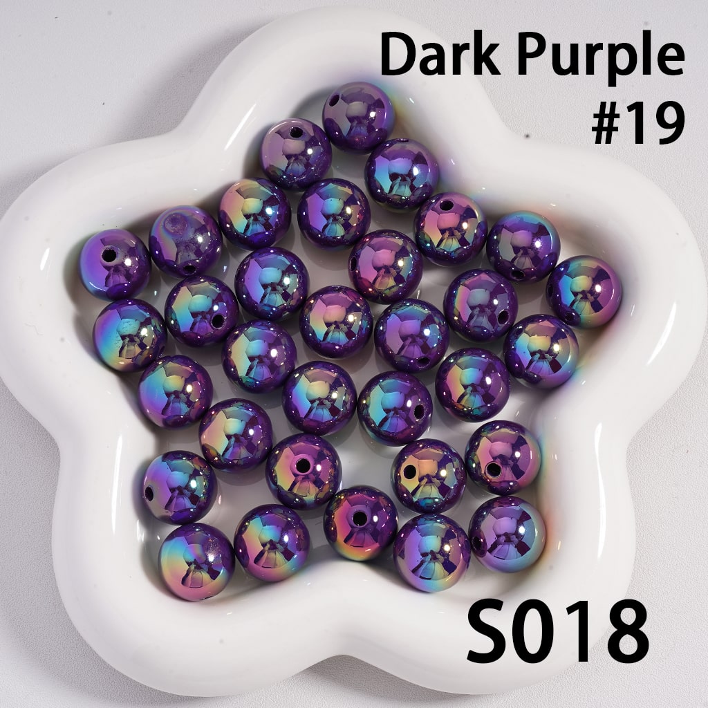 Round Acrylic Beads UV Coating Shiny in Solid Color, 16MM