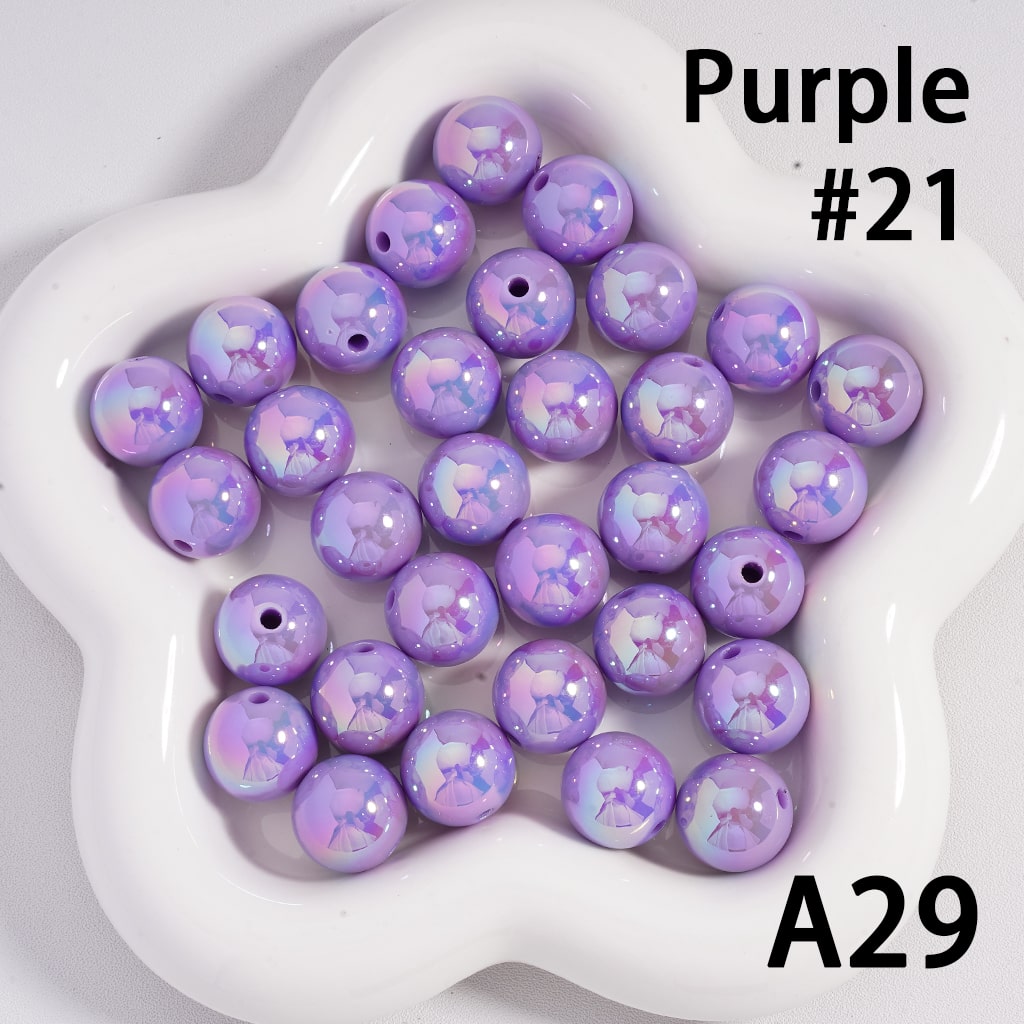 Round Acrylic Beads UV Coating Shiny in Solid Color, 16MM