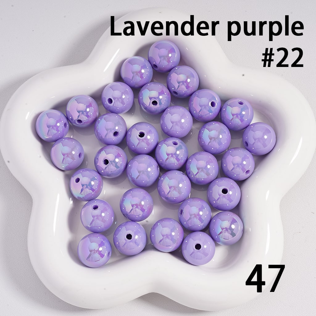 Round Acrylic Beads UV Coating Shiny in Solid Color, 16MM