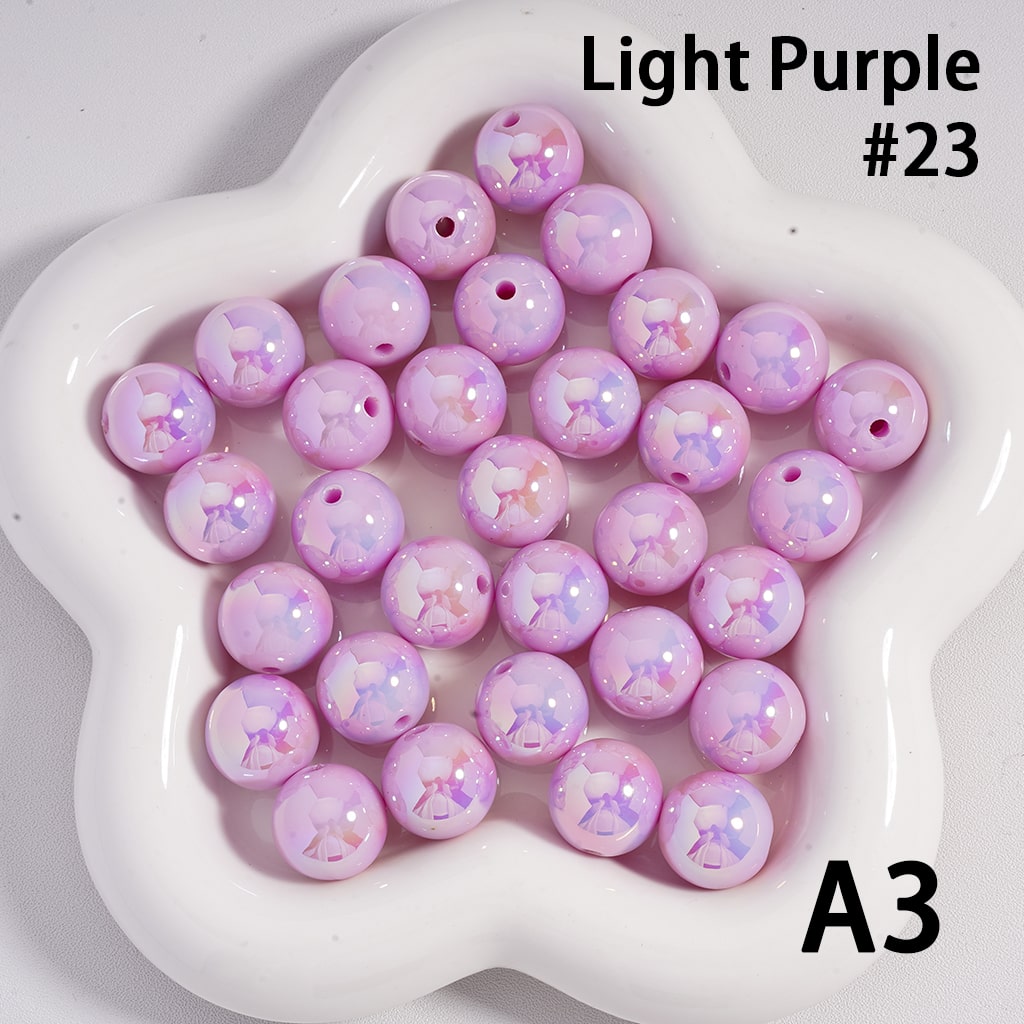 Round Acrylic Beads UV Coating Shiny in Solid Color, 16MM
