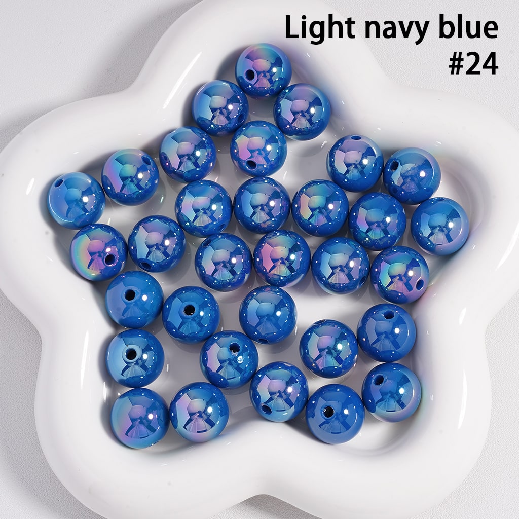 Round Acrylic Beads UV Coating Shiny in Solid Color, 16MM