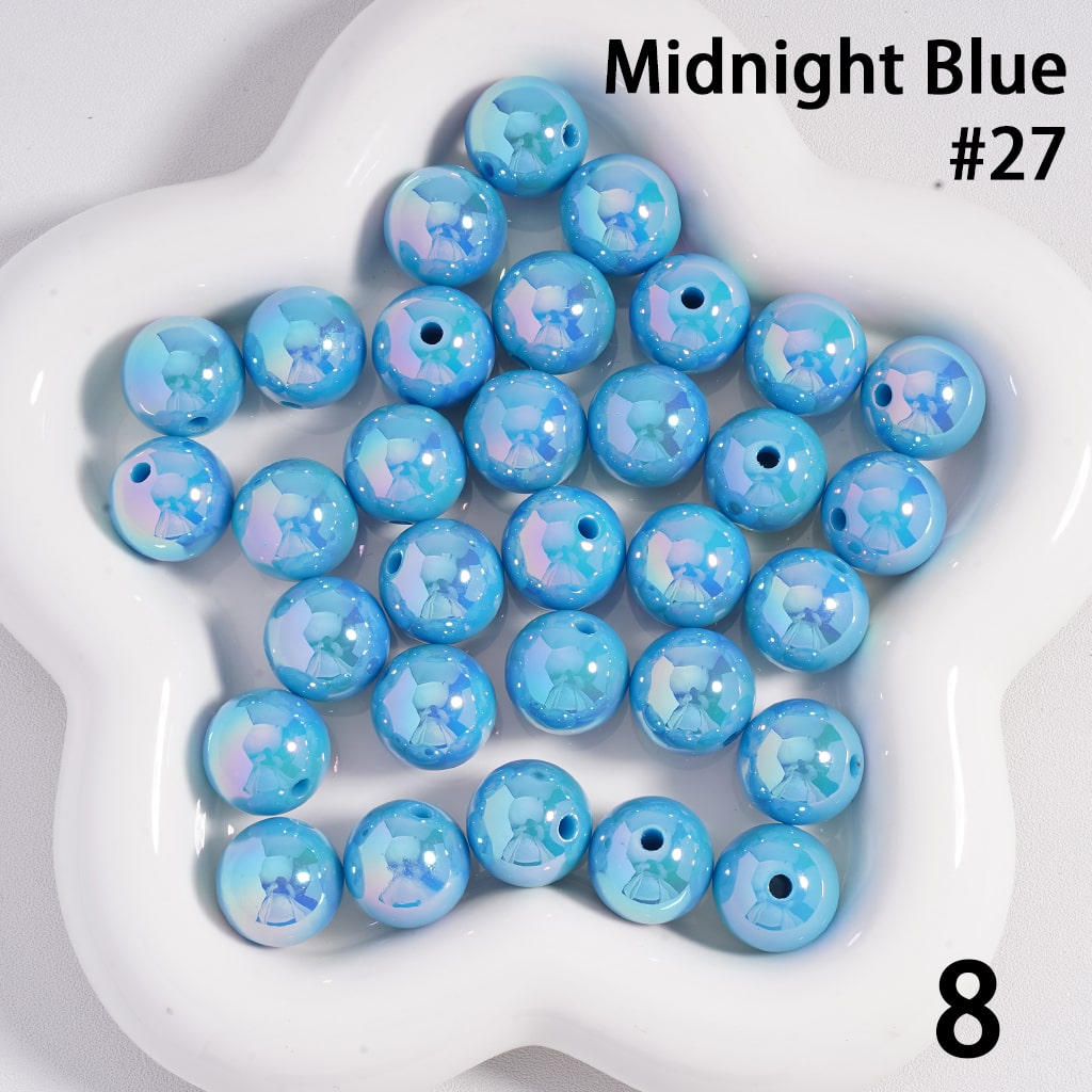 Round Acrylic Beads UV Coating Shiny in Solid Color, 16MM