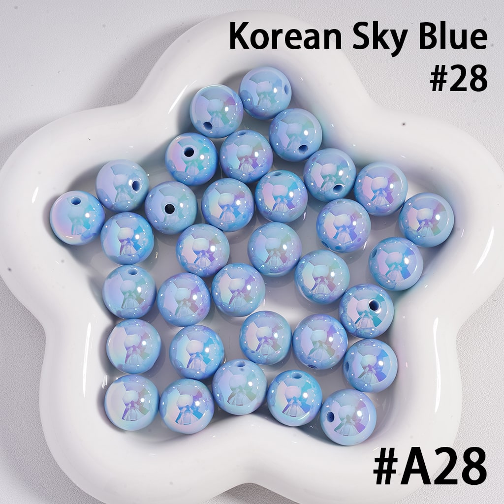 Round Acrylic Beads UV Coating Shiny in Solid Color, 16MM