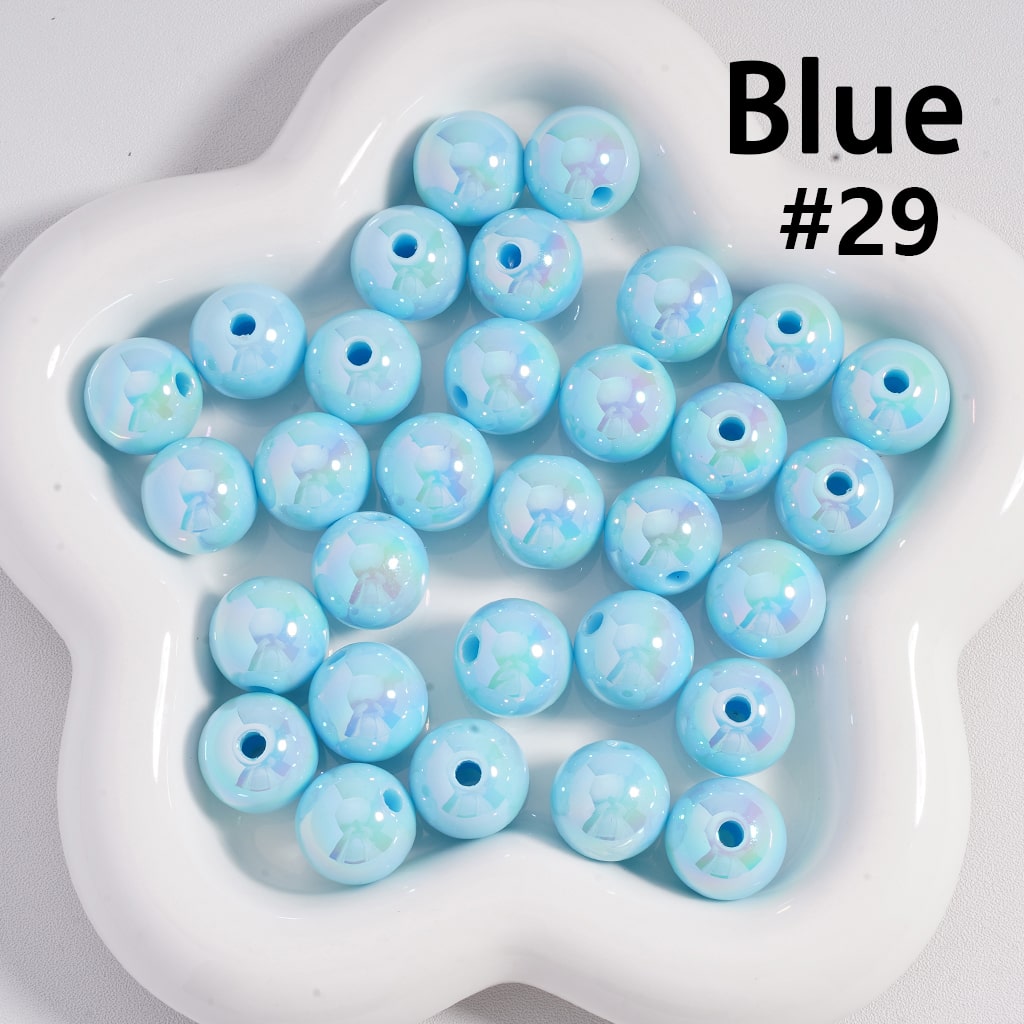 Round Acrylic Beads UV Coating Shiny in Solid Color, 16MM