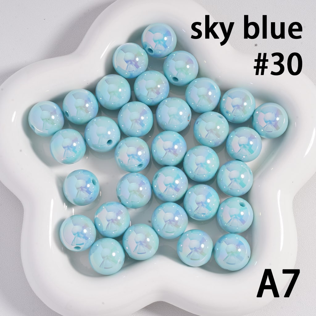 Round Acrylic Beads UV Coating Shiny in Solid Color, 16MM