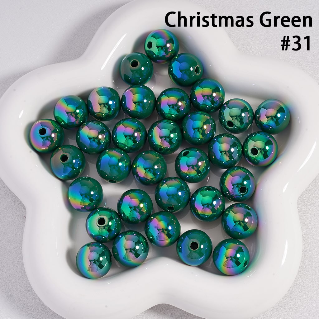 Round Acrylic Beads UV Coating Shiny in Solid Color, 16MM
