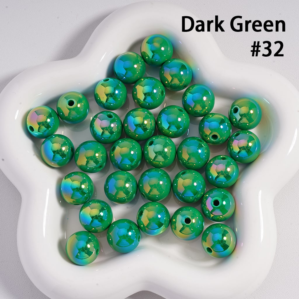 Round Acrylic Beads UV Coating Shiny in Solid Color, 16MM