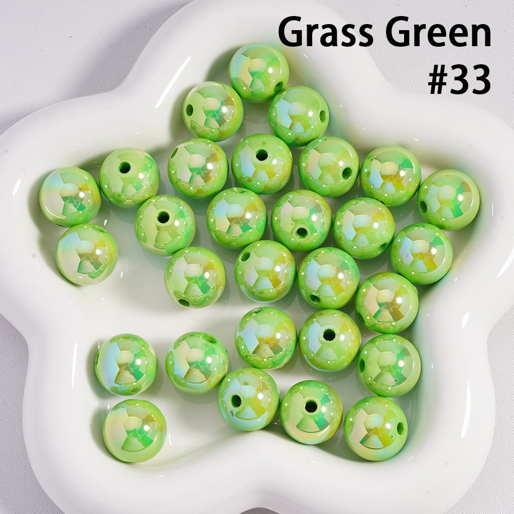 Round Acrylic Beads UV Coating Shiny in Solid Color, 16MM