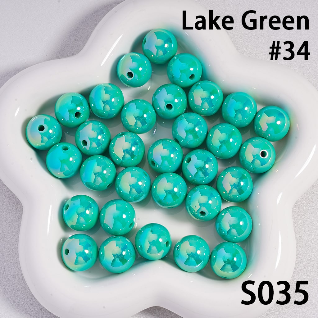 Round Acrylic Beads UV Coating Shiny in Solid Color, 16MM