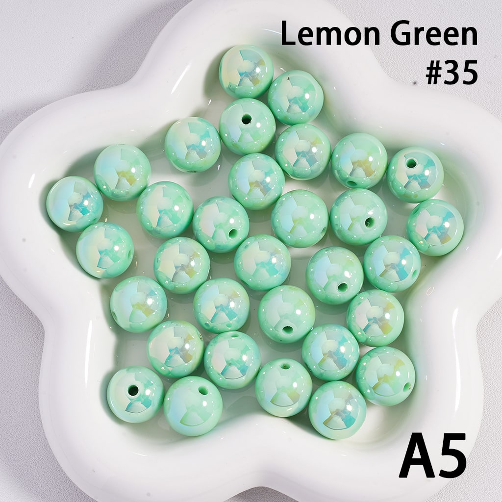 Round Acrylic Beads UV Coating Shiny in Solid Color, 16MM