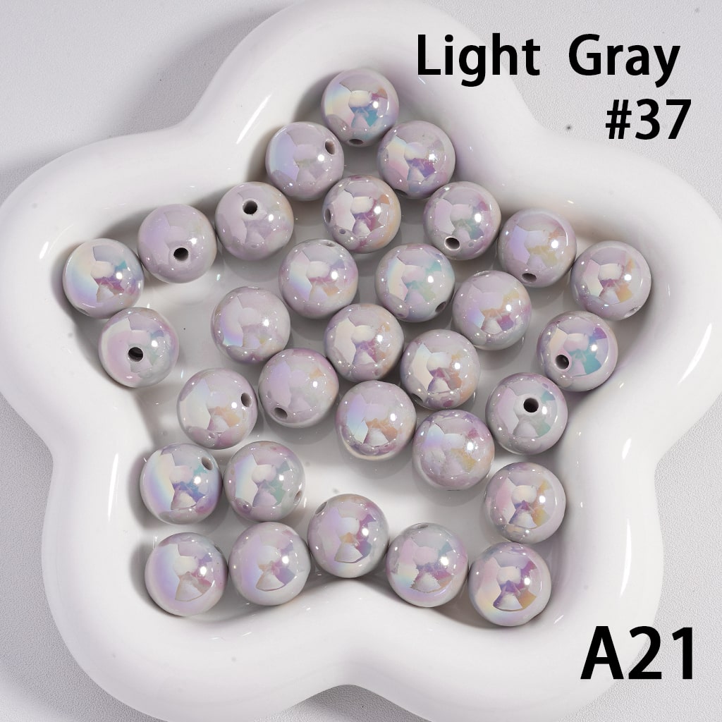 Round Acrylic Beads UV Coating Shiny in Solid Color, 16MM