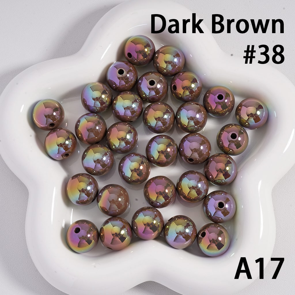 Round Acrylic Beads UV Coating Shiny in Solid Color, 16MM