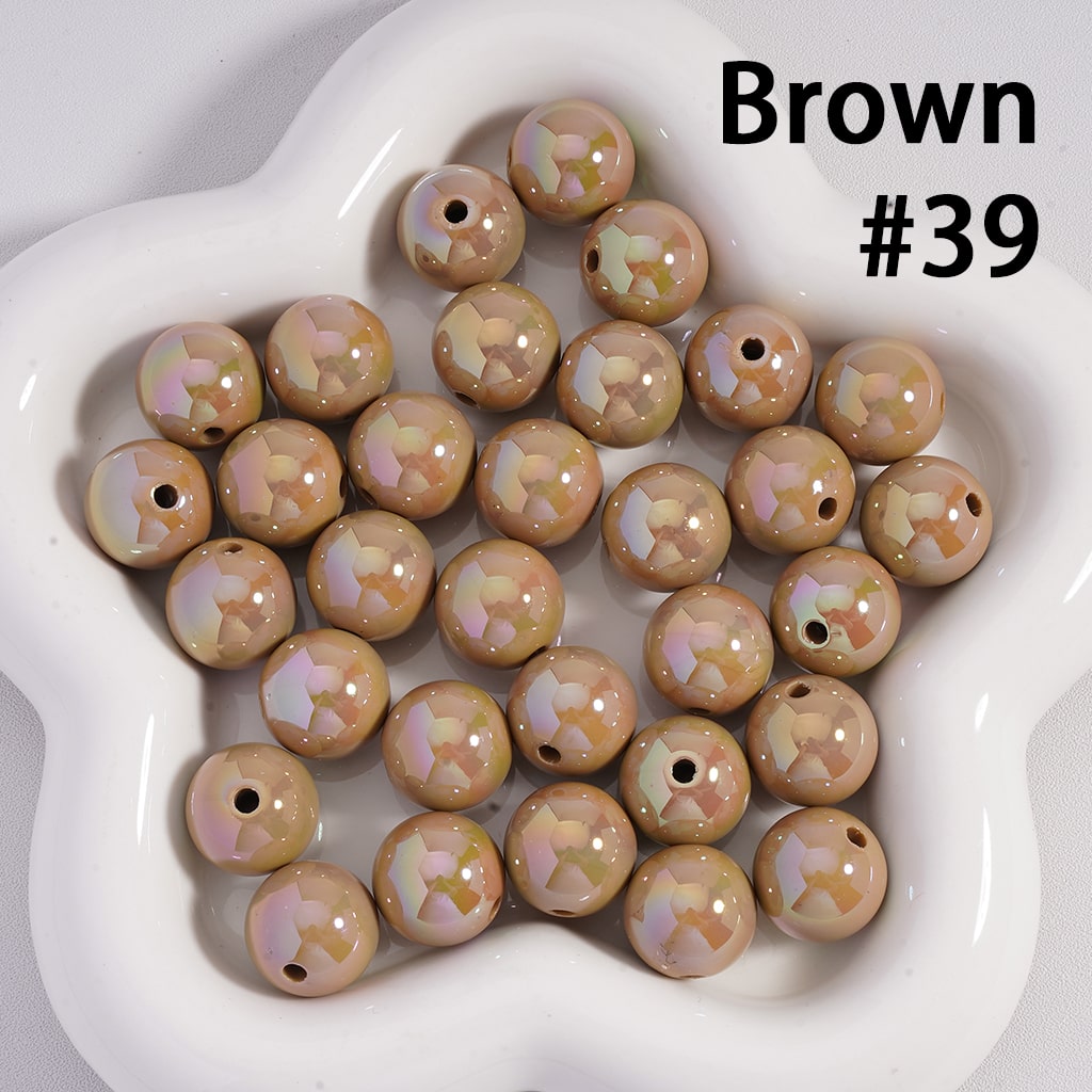 Round Acrylic Beads UV Coating Shiny in Solid Color, 16MM