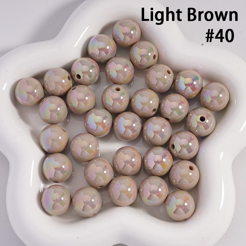 Round Acrylic Beads UV Coating Shiny in Solid Color, 16MM