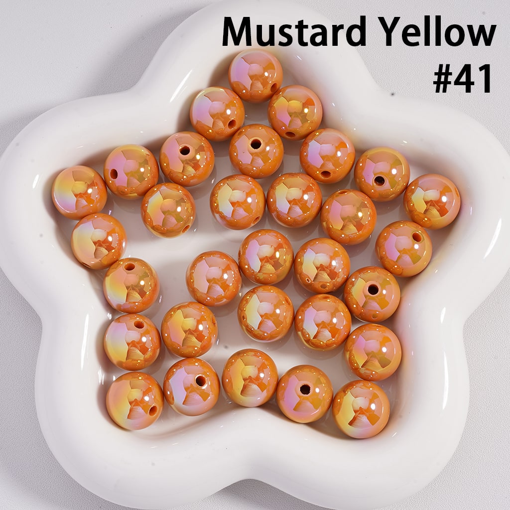 Round Acrylic Beads UV Coating Shiny in Solid Color, 16MM