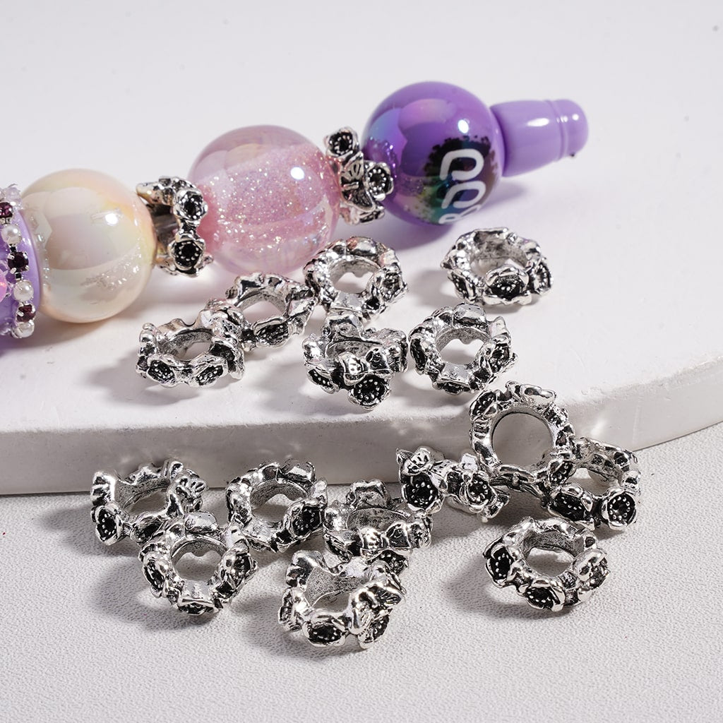 Alloy Spacer Beads Cute Flowers Butterflies Silver 10MM
