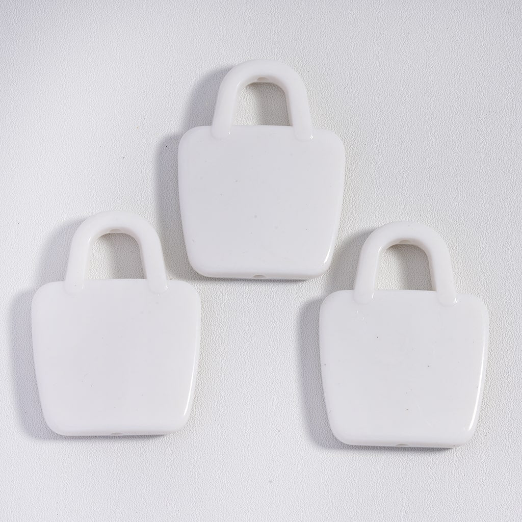 Base Acrylic Beads Cute Hand Bag White 50*37MM