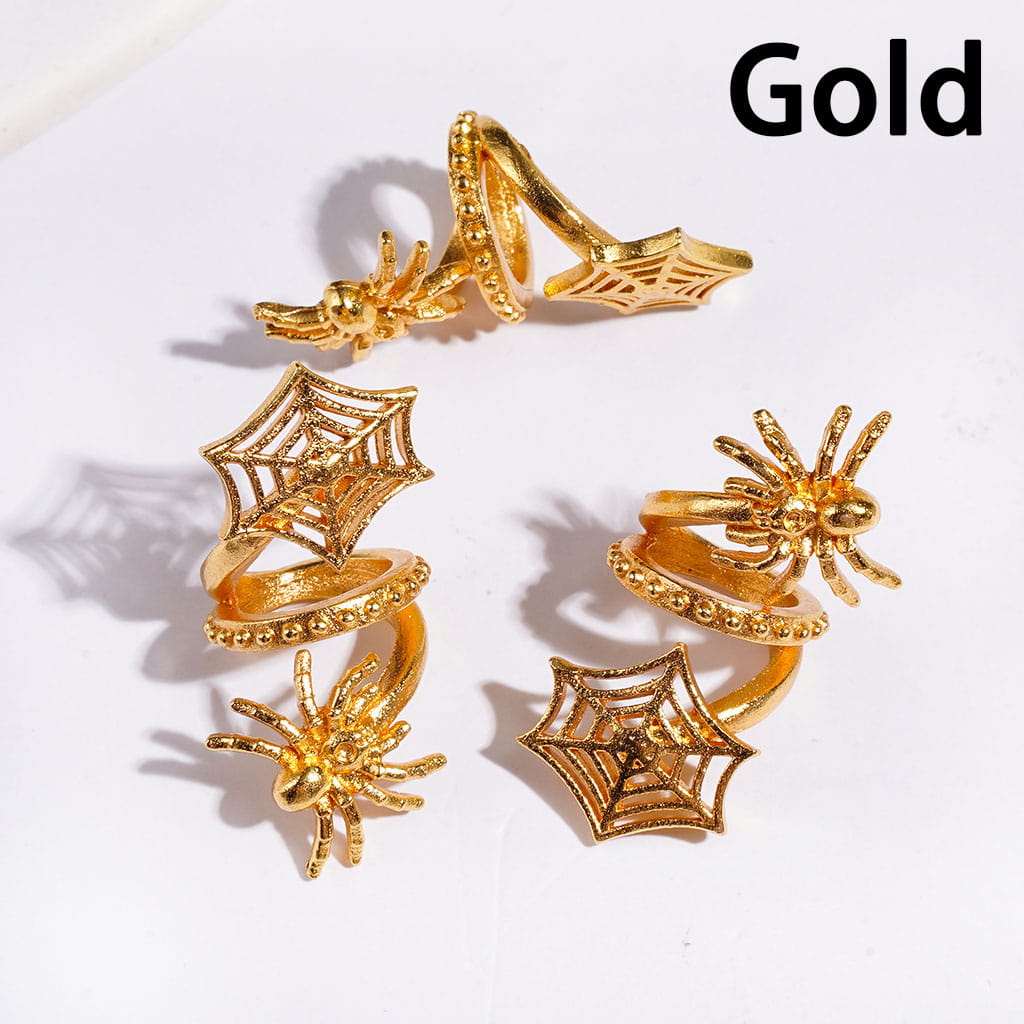 Trendy Twisted Spiral Alloy Beads with Spider and Web Jewelry Accessories, Gold & Silver
