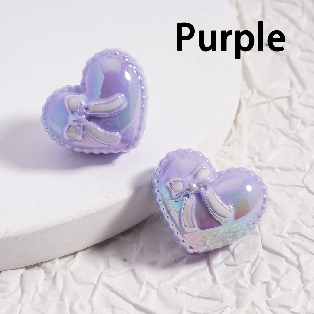 Acrylic Beads UV Coating, Shiny Heart with Bowknot, Multi-Color 17*20MM (Single Color is available for 200pcs(whole bag)Only)