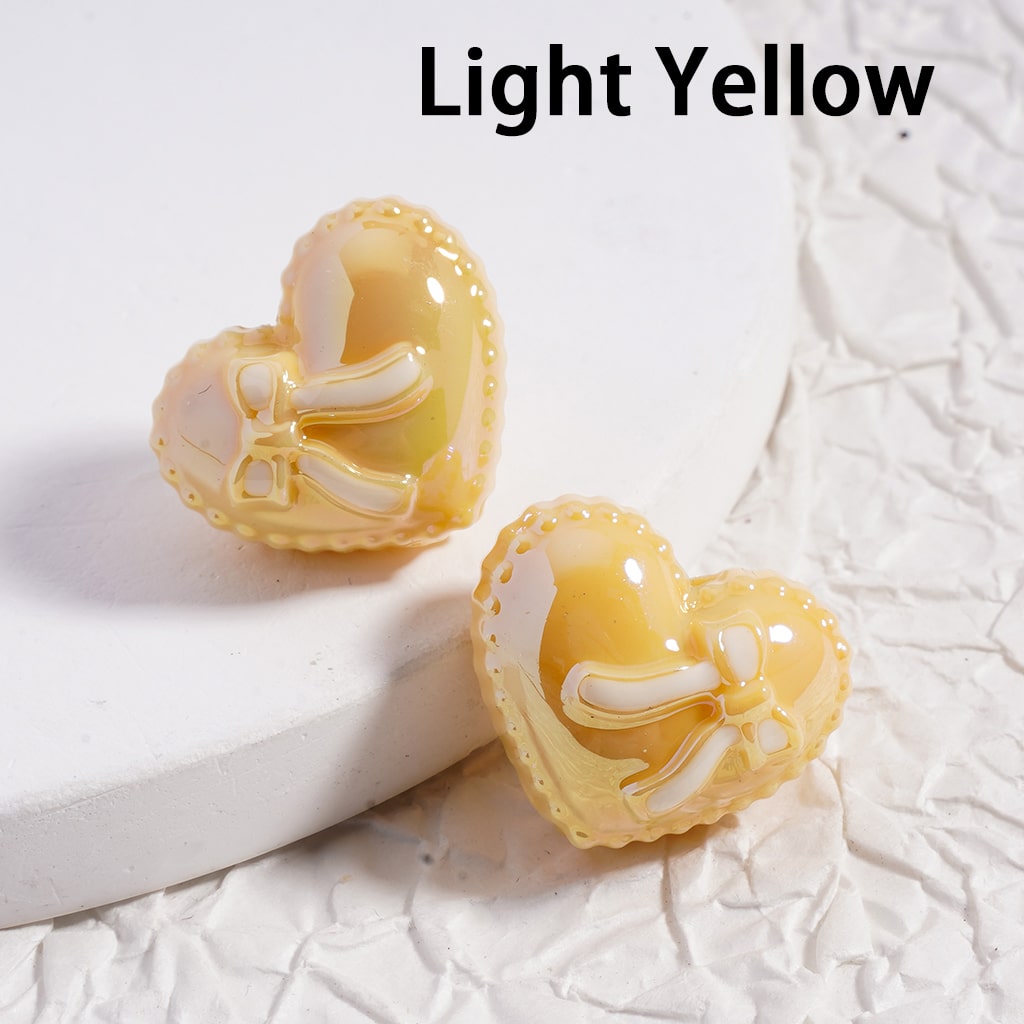 Acrylic Beads UV Coating, Shiny Heart with Bowknot, Multi-Color 17*20MM (Single Color is available for 200pcs(whole bag)Only)