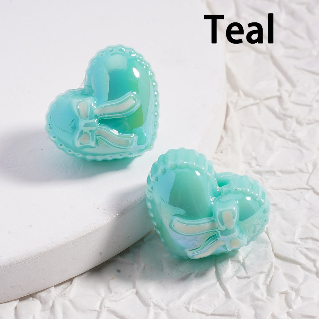 Acrylic Beads UV Coating, Shiny Heart with Bowknot, Multi-Color 17*20MM (Single Color is available for 200pcs(whole bag)Only)