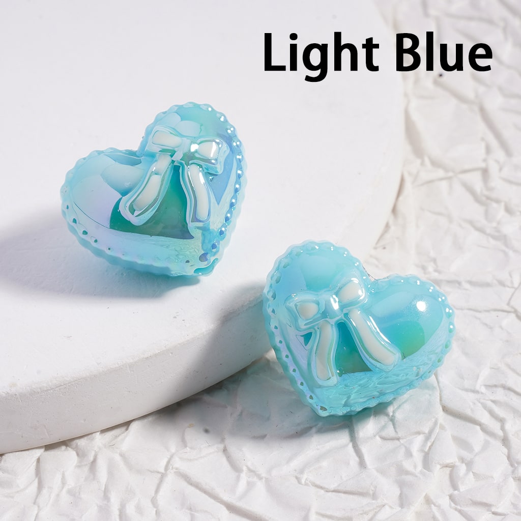 Acrylic Beads UV Coating, Shiny Heart with Bowknot, Multi-Color 17*20MM (Single Color is available for 200pcs(whole bag)Only)