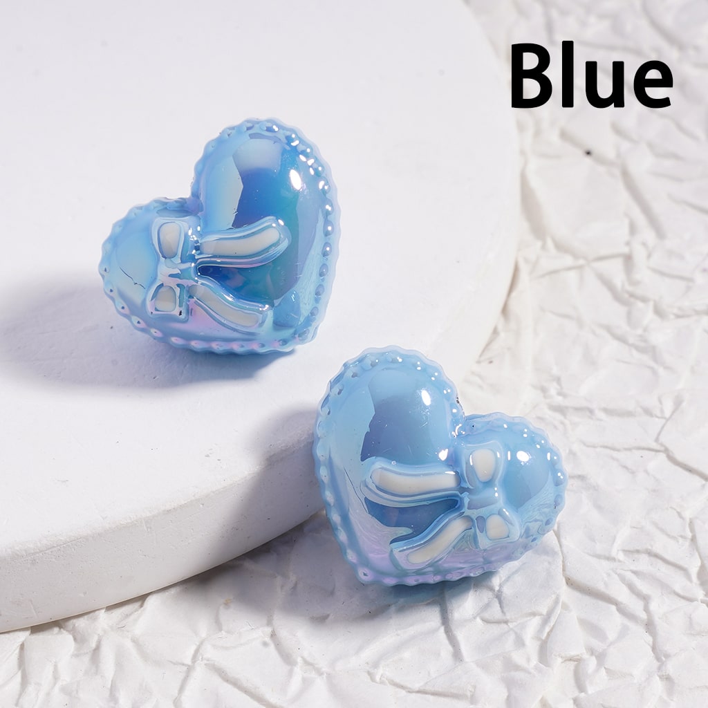 Acrylic Beads UV Coating, Shiny Heart with Bowknot, Multi-Color 17*20MM (Single Color is available for 200pcs(whole bag)Only)