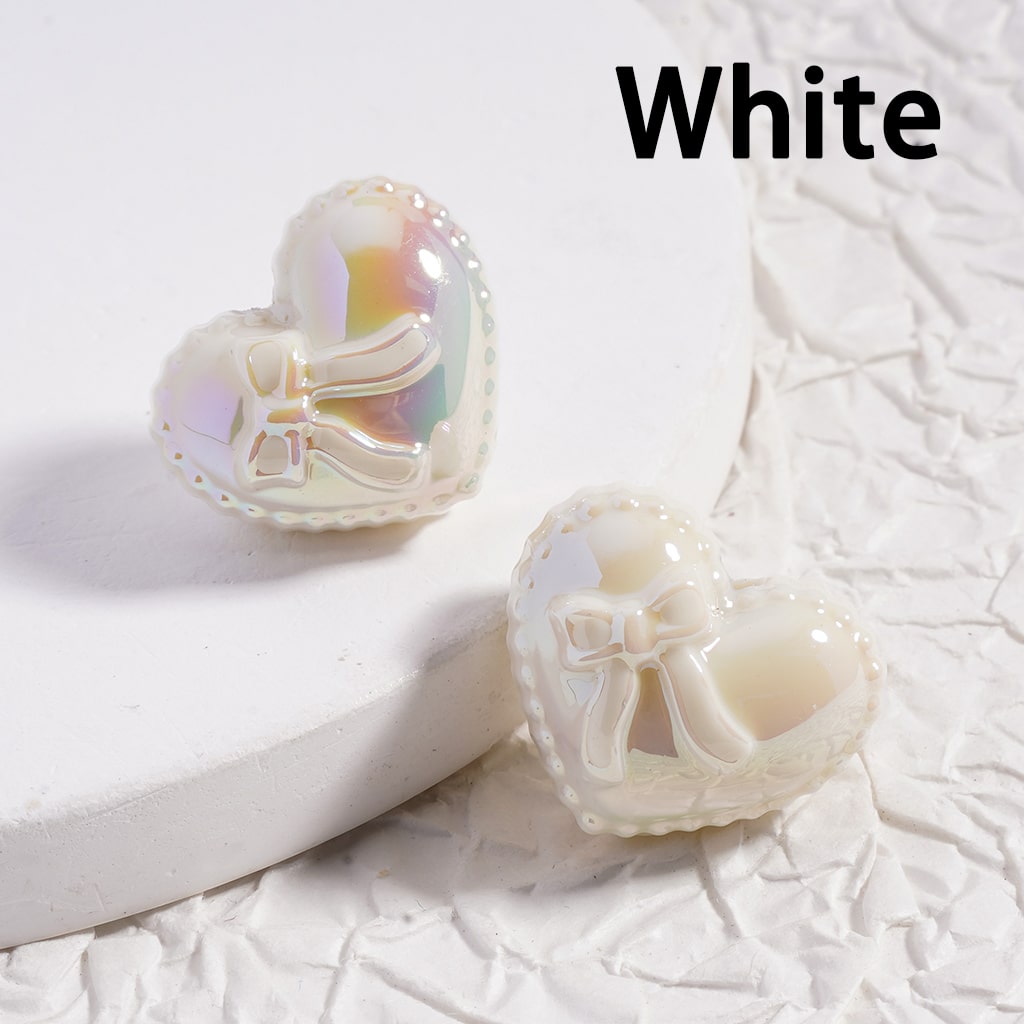 Acrylic Beads UV Coating, Shiny Heart with Bowknot, Multi-Color 17*20MM (Single Color is available for 200pcs(whole bag)Only)