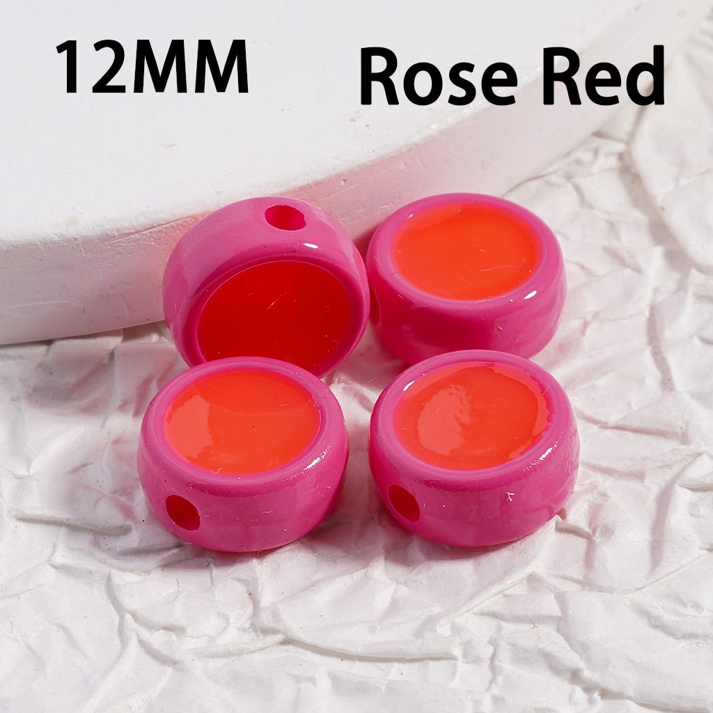 Acrylic Beads Luminous Round Flat Multi-Color 12MM (Single Color is available for 500pcs(whole bag)Only)