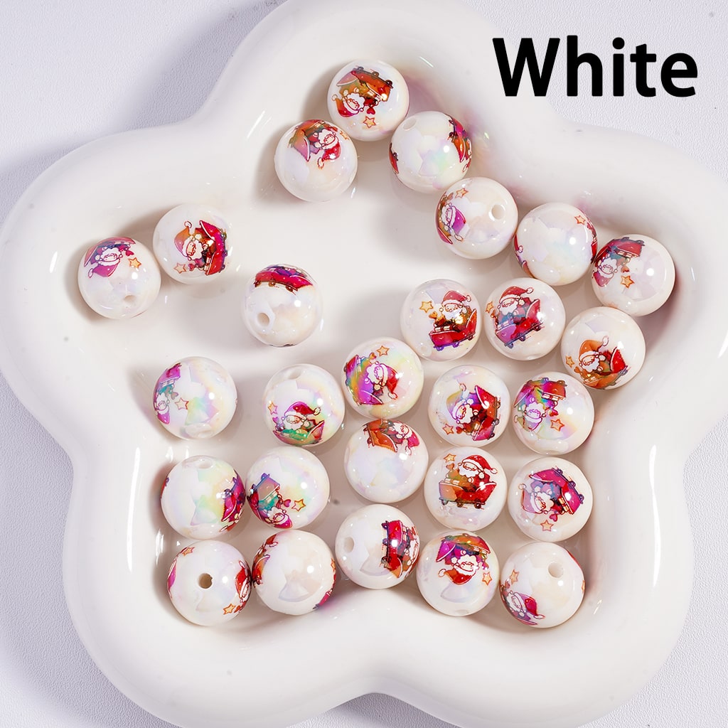 Acrylic Beads UV Coating Cute Father Christmas in the Sled Elk Candy Cane Bell Hat Multi-Color 16MM (Single Color is available for 200pcs(whole bag)Only)