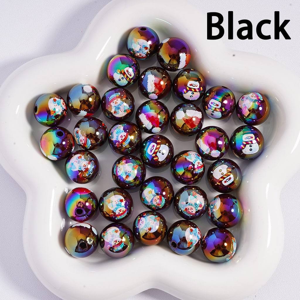 Acrylic Beads UV Coating Cute Father Christmas in the Sled Elk Candy Cane Bell Hat Multi-Color 16MM (Single Color is available for 200pcs(whole bag)Only)