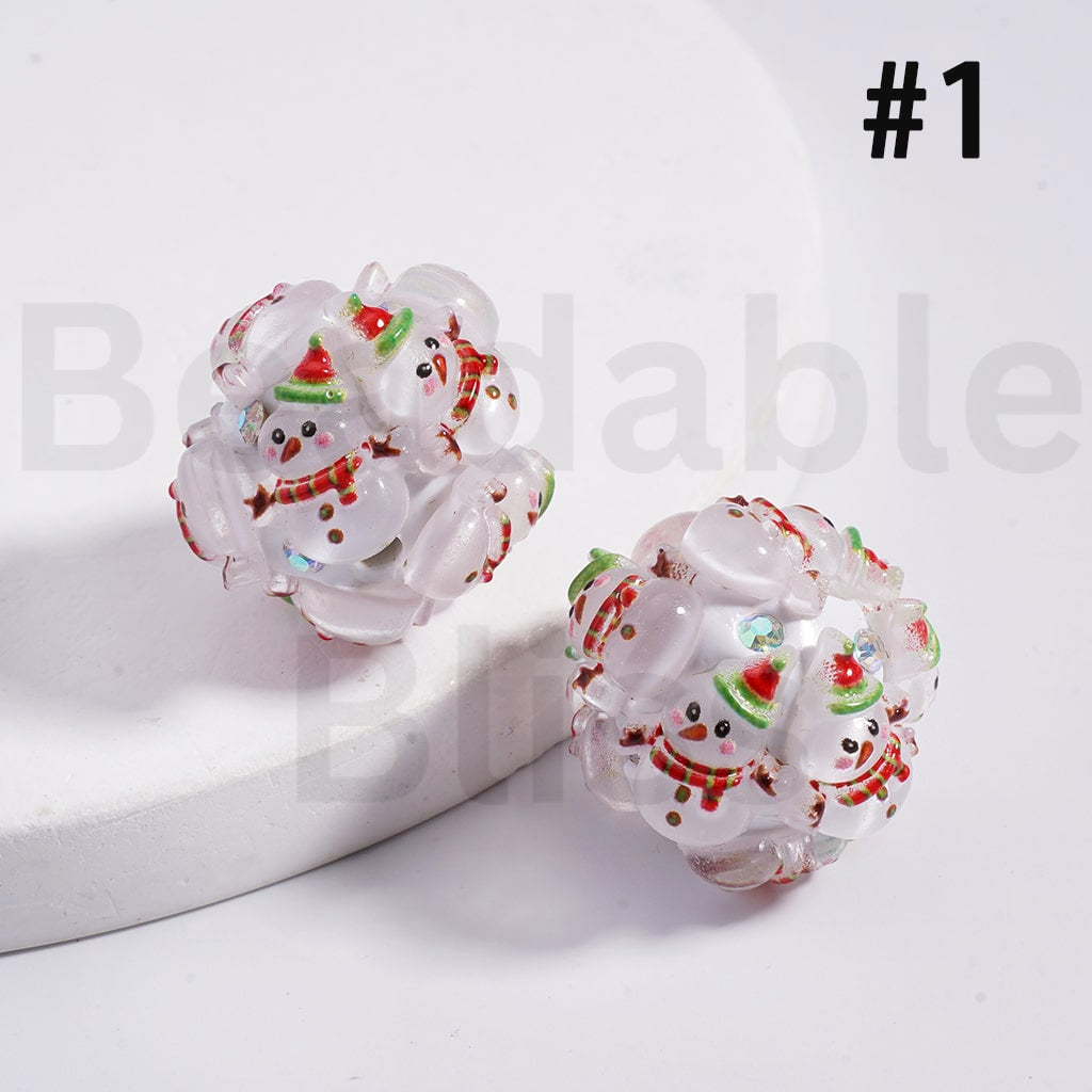 Clay Beads Christmas & Sanri Series Father Christmas Hat Socks Elk Snowman Christmas Tree Wreath Bells Gifts Candy Cane Kurom Pochacc Cinnamonrol Pom Pom Puri AB Rhinestones 20MM
