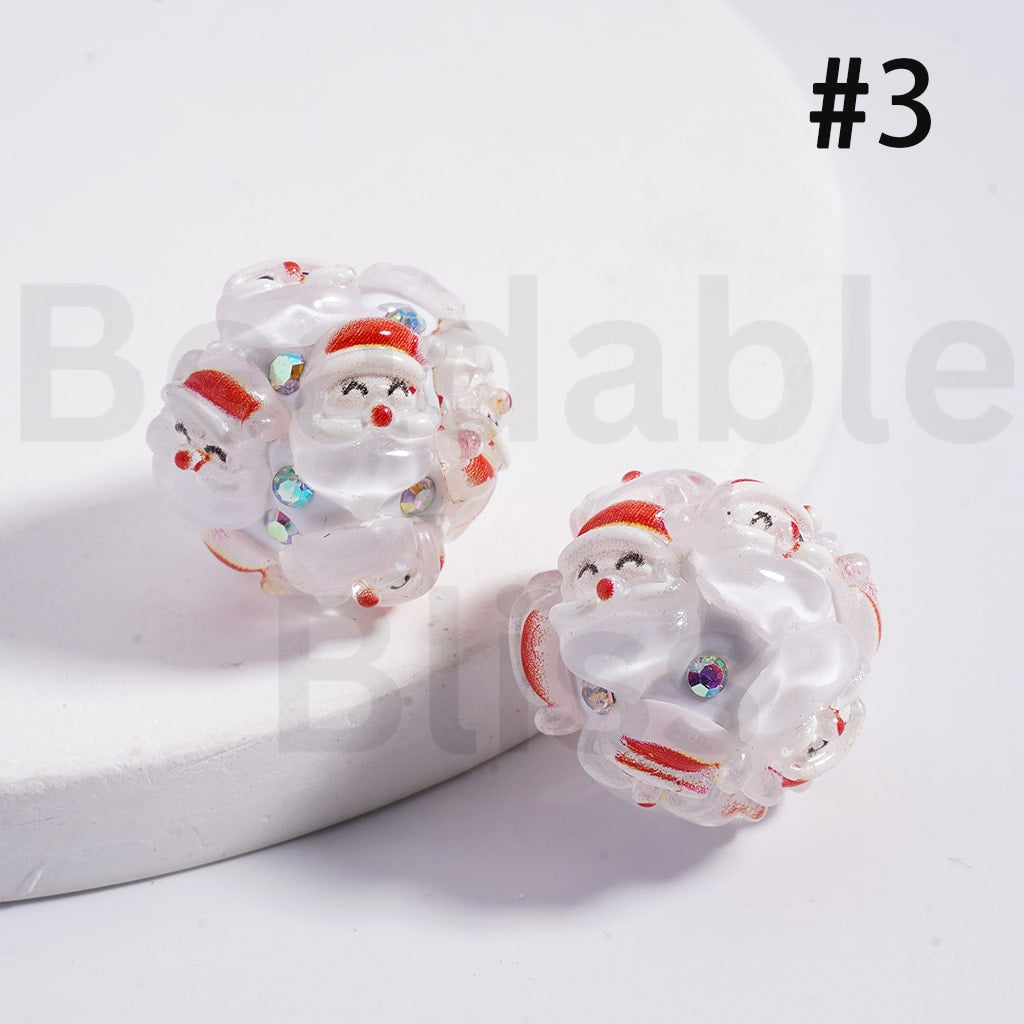 Clay Beads Christmas & Sanri Series Father Christmas Hat Socks Elk Snowman Christmas Tree Wreath Bells Gifts Candy Cane Kurom Pochacc Cinnamonrol Pom Pom Puri AB Rhinestones 20MM