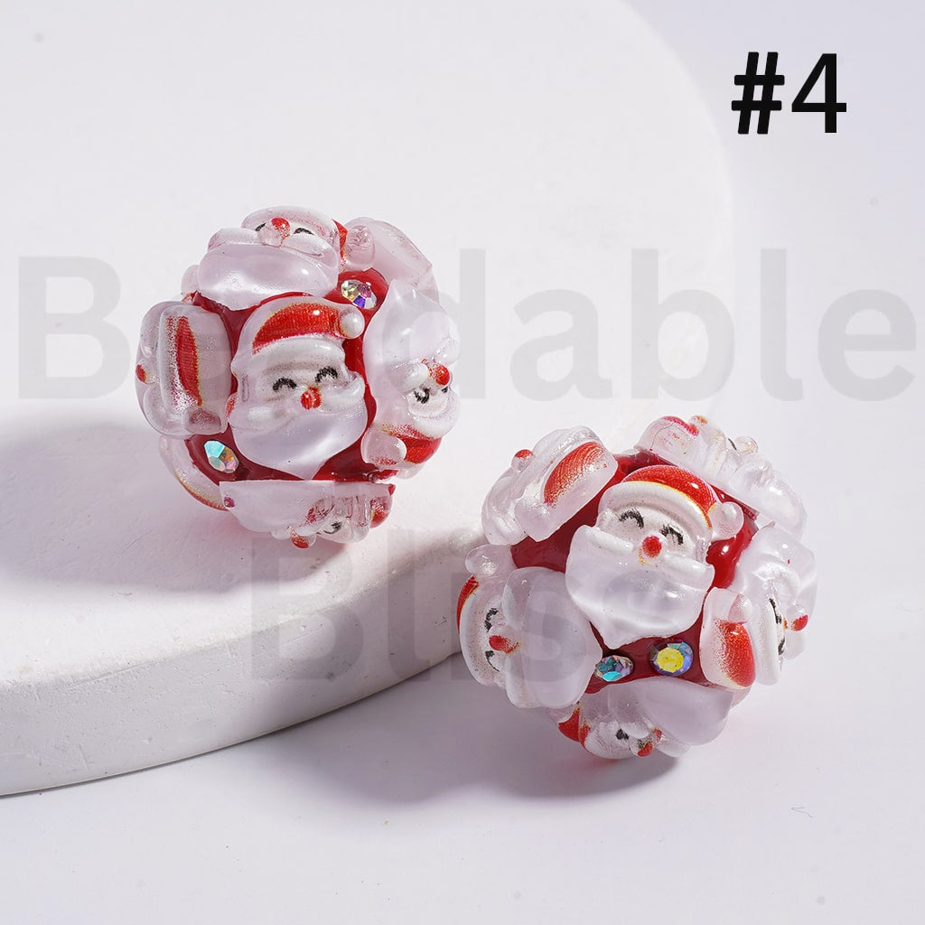Clay Beads Christmas & Sanri Series Father Christmas Hat Socks Elk Snowman Christmas Tree Wreath Bells Gifts Candy Cane Kurom Pochacc Cinnamonrol Pom Pom Puri AB Rhinestones 20MM
