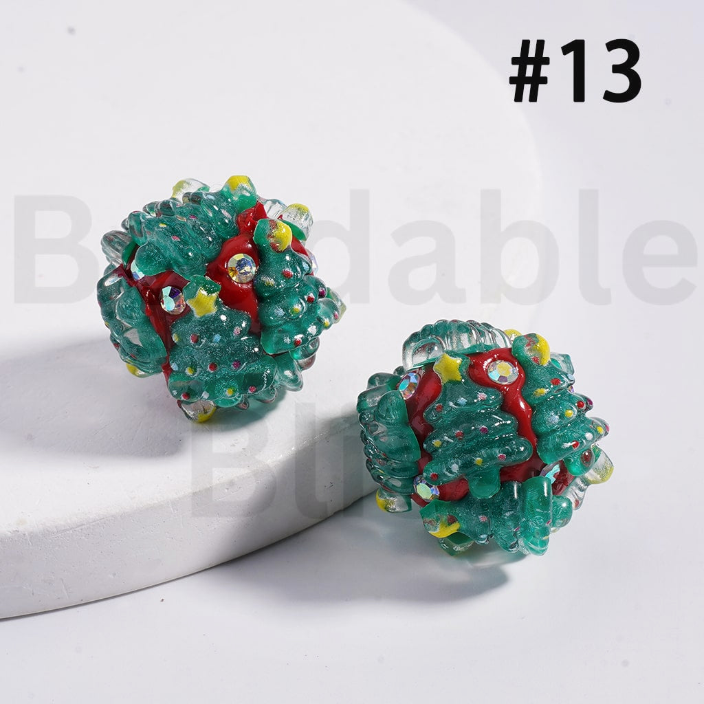 Clay Beads Christmas & Sanri Series Father Christmas Hat Socks Elk Snowman Christmas Tree Wreath Bells Gifts Candy Cane Kurom Pochacc Cinnamonrol Pom Pom Puri AB Rhinestones 20MM
