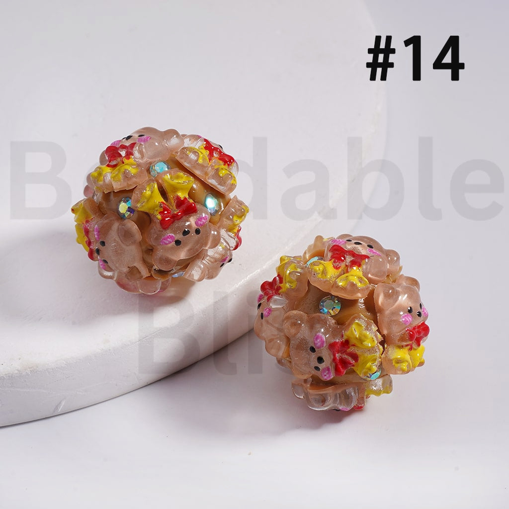 Clay Beads Christmas & Sanri Series Father Christmas Hat Socks Elk Snowman Christmas Tree Wreath Bells Gifts Candy Cane Kurom Pochacc Cinnamonrol Pom Pom Puri AB Rhinestones 20MM