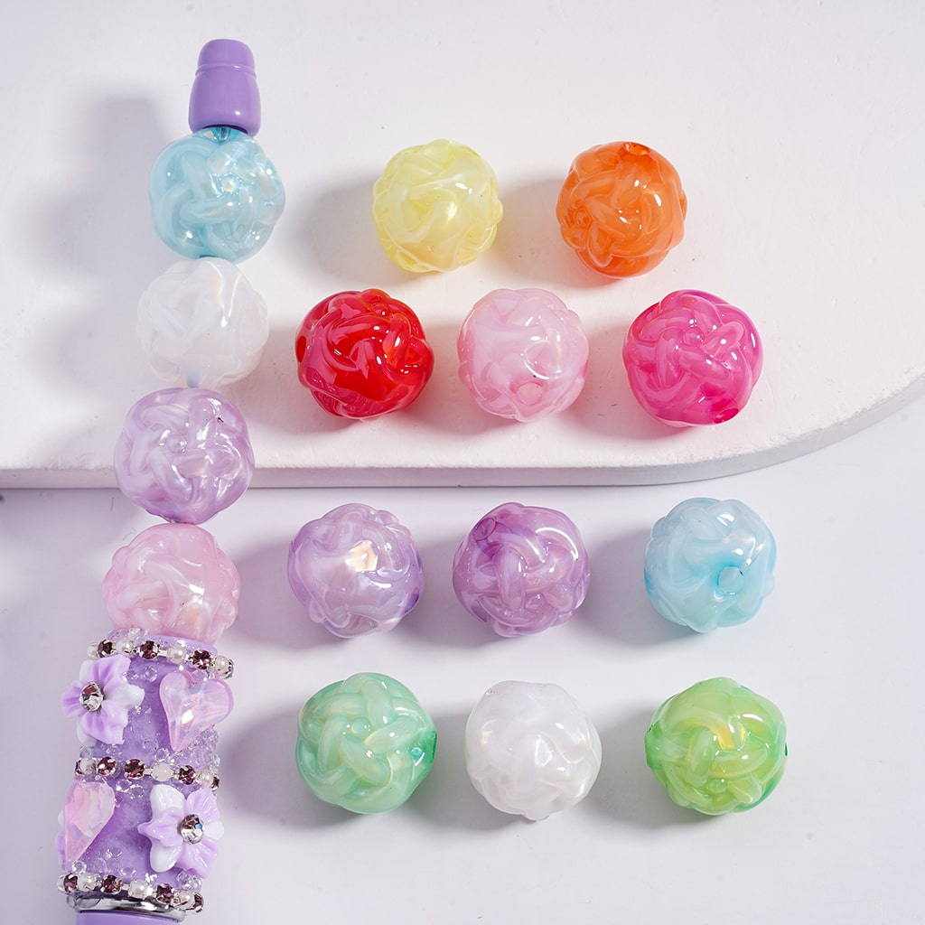Acrylic Beads Glossy Cute Ball of Yarn Shape Multi-Color 16MM (Single Color is available for 200pcs(whole bag)Only)