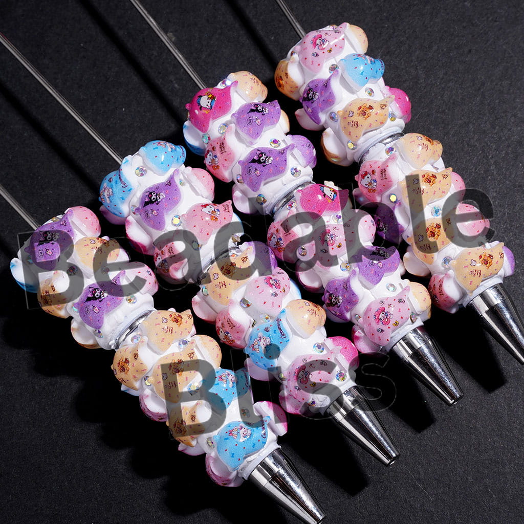 Cap Series with Adorable Character and AB Rhinestones Beadable Clay Pens