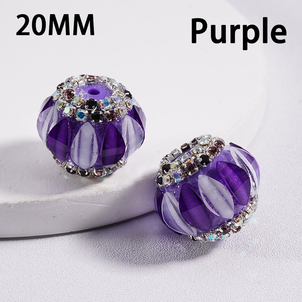Acrylic Beads Cute Pumpkin Shape Colorful Rhinestones Chains Double Color 20MM