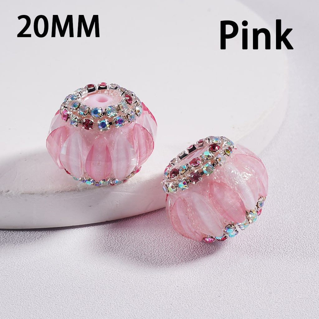 Acrylic Beads Cute Pumpkin Shape Colorful Rhinestones Chains Double Color 20MM