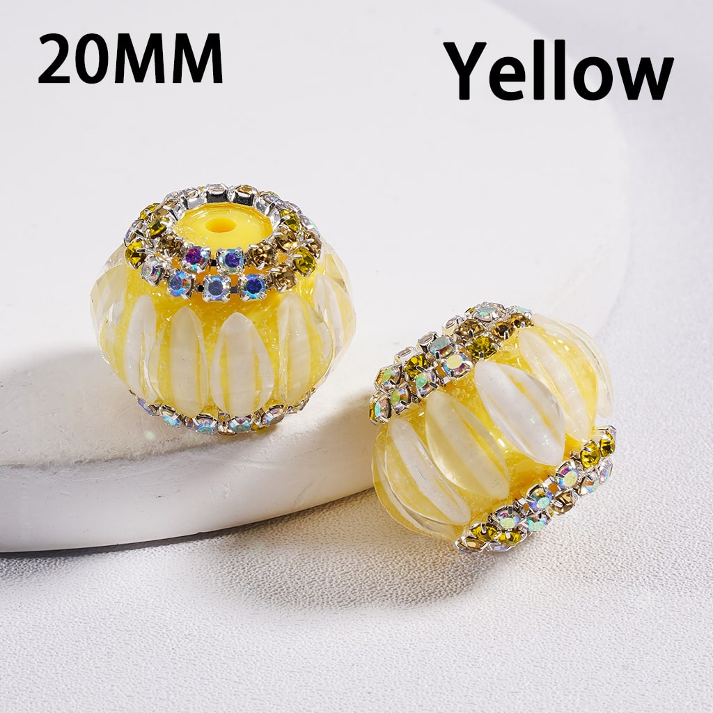 Acrylic Beads Cute Pumpkin Shape Colorful Rhinestones Chains Double Color 20MM