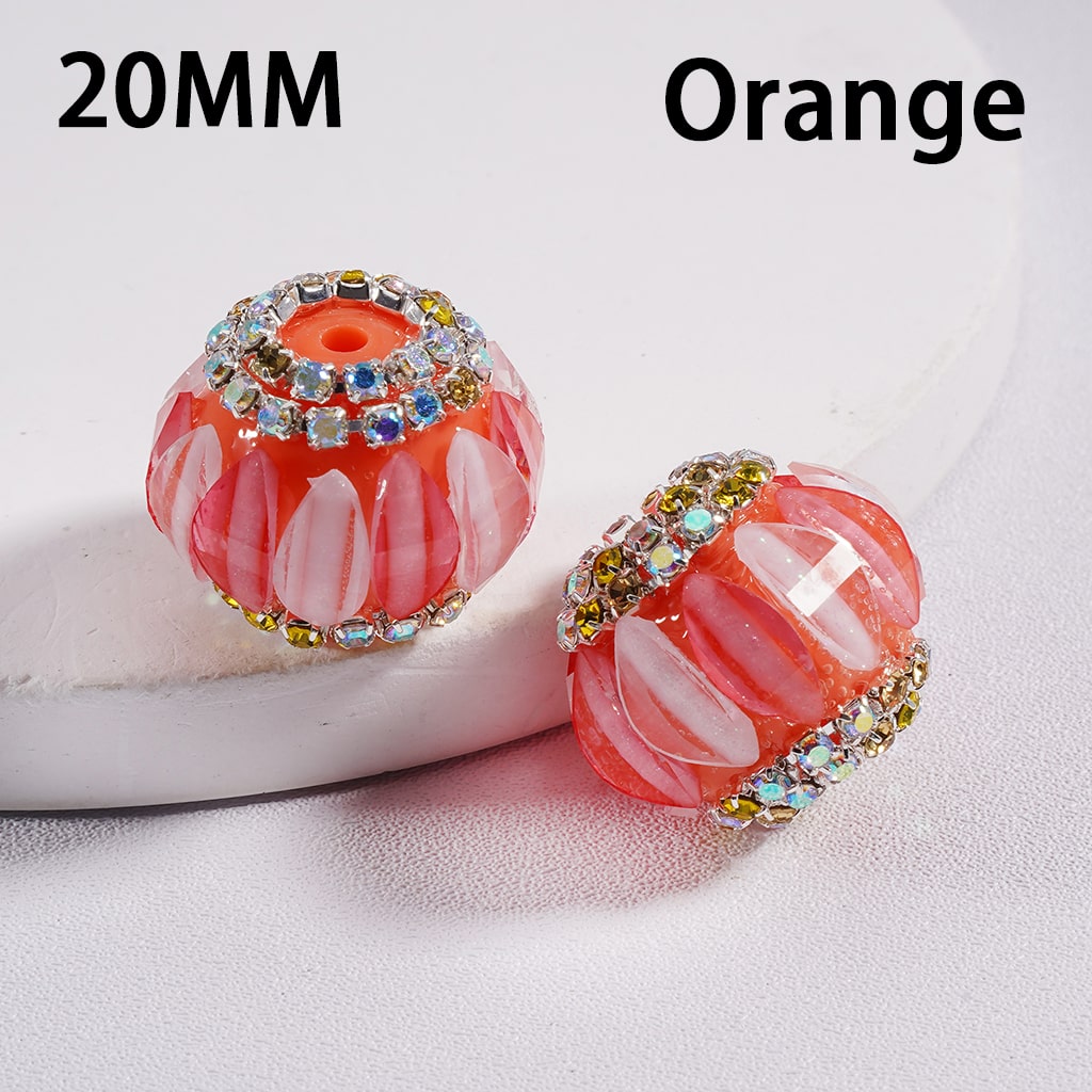 Acrylic Beads Cute Pumpkin Shape Colorful Rhinestones Chains Double Color 20MM